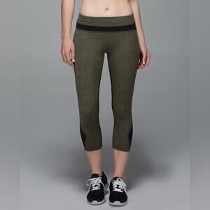 Lululemon Run: Inspire Crop II Full On Luxtreme with Mesh Dottie Dash Green 6